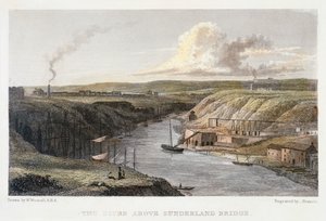 La Wear au-dessus du pont de fer de Sunderland, vers 1829 - R Francis