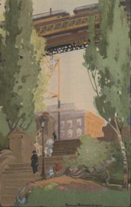 Le chemin de fer surélevé à la 110e rue, 1914