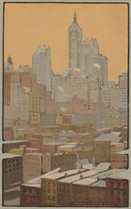 Le Singer Building depuis le pont de Brooklyn, 1914