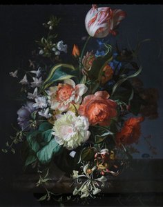 Fleurs dans un vase en verre avec une tulipe - Rachel Ruysch