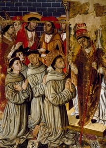 Cycle des miracles, détail du Retable de San Bernardino, par Joan Figuera et Tomas Rafael (actif dans la seconde moitié du XVIe siècle), tempera sur panneau, 399x253 cm. (détail) - Rafael & Figuera Joan (active c.1454 1477) Tomas