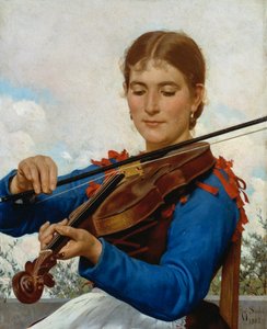 Fille jouant du violon - Raffaello Sorbi