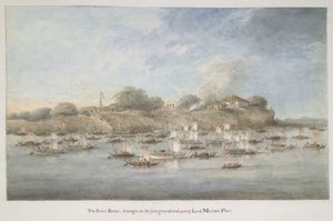 La flottille de Lord Hastings sur le fleuve, avec de nombreux budgerows à pinasse - Ram Sita