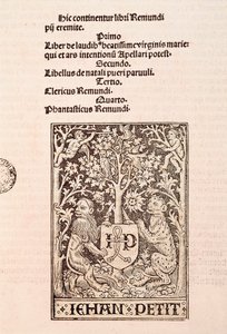 Page du codex "De Laudibus Beatissimae Virginis Mariae" par Ramon Llull (1235-1315), représentant deux lions tenant les armoiries de l