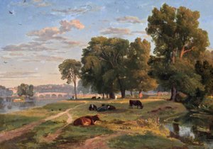La Tamise à Richmond depuis la rive du Middlesex, en direction du pont