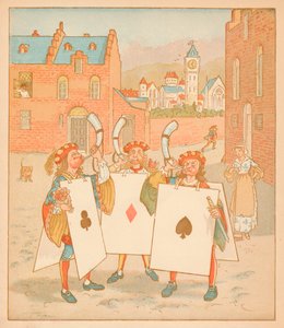Joueurs de cornemuse portant des cartes à jouer, 1880 - Randolph Caldecott