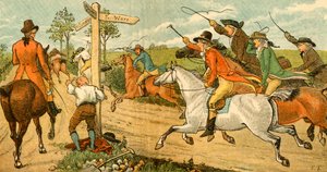 John Gilpin sur son cheval emballé poursuivi par des passants, 1878, vers 1918 - Randolph Caldecott