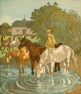 Le garçon fermier arrosant les chevaux, vers 1881