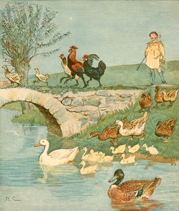 Le garçon fermier avec des poules et des canards, vers 1881 - Randolph Caldecott