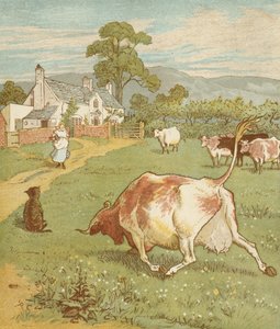 La maison que Jack a construite, comptine cumulative. La vache avec la corne froissée qui a jeté le chien... Illustration de Randolph Caldecott - Randolph Caldecott