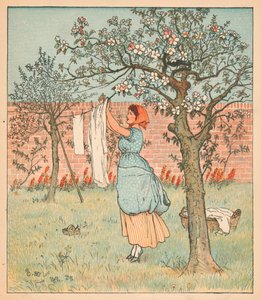 La bonne était dans le jardin, étendant le linge, 1880 - Randolph Caldecott