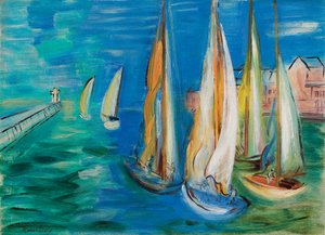 Départ des voiliers à Deauville, vers 1930 (huile sur toile)