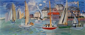Régates dans le port de Trouville-Deauville, vers 1938 (huile sur toile)