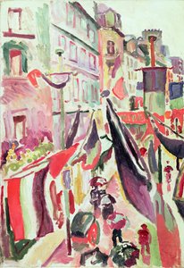 Rue décorée de drapeaux, Le Havre (huile sur toile) - Raoul Dufy
