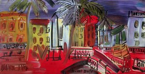 Le kiosque à musique sur la place, Hyères, vers 1938 (panneau)