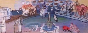 La fontaine de la place (gouache)