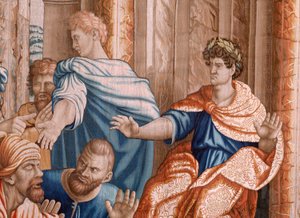 Série Actes des Apôtres. Elymas frappé de cécité. Septième tapisserie de la série - Raphael