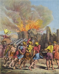 La chute de Jéricho (lithographie en couleur) - after Raphael