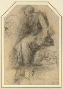 Un saint homme assis (Saint Paul) : Étude pour la Disputa, WA1846.189 - Raphael