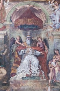 Le pape Urbain Ier entre Iustitia et Caritas - Raphael (1483 1520)