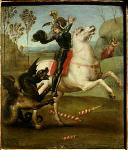 Saint Georges combattant le dragon Peinture de Raphaël (1505) - Raphael