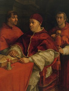 Léon X avec les cardinaux Giulio de Medici et Luigi de Rossi, 1517-18 - Raffaello Sanzio Raphael