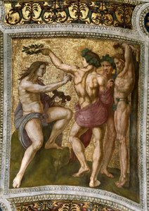Marsyas et Apollon. Fresque au plafond dans la Stanza della Segnatura - Raphael