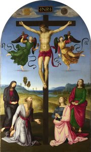 Le Christ crucifié avec la Vierge Marie, des saints et des anges - Raphael