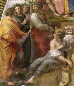 Le Parnasse. Détail. Fresque dans la Stanza della Segnatura, vers 1510-1511 - Raphael
