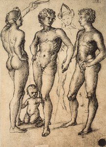 Étude de quatre figures masculines et un bébé - Raffaello Sanzio Raphael