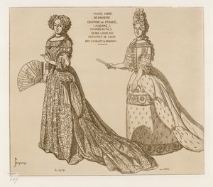Costumes de Cour. Marie Anne de Bavière, Dauphine de France, mariée au fils du Roi Louis XIV. D