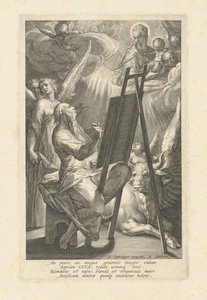 Saint Luc peignant la Vierge - Raphael Sadeler I, after Bartholomaeus Spranger
