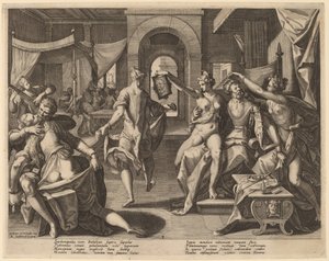 Sardanapale parmi les concubines - Raphael Sadeler I after Joos van Winghe