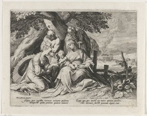 Sainte Famille avec Sainte Catherine et Saint Sébastien - Raphaël Sadeler (I)