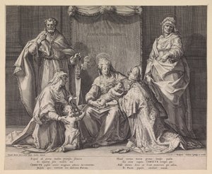Sainte famille avec Zacharie, Élisabeth et Jean-Baptiste - Raphaël Sadeler (I)