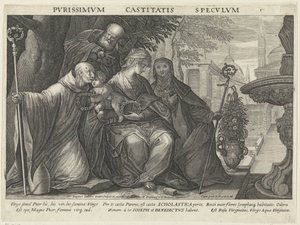 Sainte famille avec Saint Benoît et Sainte Scholastique - Raphaël Sadeler (II)