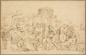 Bacchus et Ariane, avec Silène, Nymphes et Satyres - Raymond de Lafage