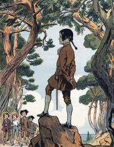 Napoléon Bonaparte (1769-1821) enfant à Ajaccio, Corse (Jeune Napoléon Bonaparte à Ajaccio, Corse) Illustration de Raymond de Neziere dans "Nos gloires nationales" 1920 Collection privée DR - Raymond de la Neziere