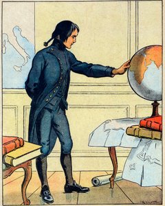 Napoléon Bonaparte (1769-1821), consulte un globe à l