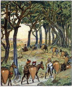 Toute la caravane prit le chemin de la ville : illustration pour le conte 