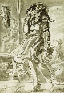 Une jupe emportée par le vent : Un dessin recto-verso