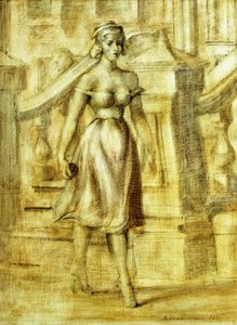 Dame déambulant : Une double peinture