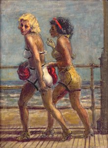 Deux filles sur la promenade (tempera sur toile) - Reginald Marsh
