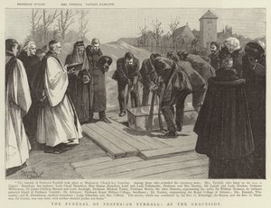 Les funérailles du professeur Tyndall, au bord de la tombe (gravure)