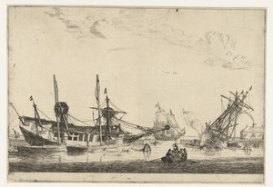 Deux voiliers à quille (treize scènes avec des navires)