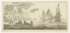 Port avec deux grands voiliers - Reinier Nooms