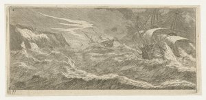 Voiliers dans une tempête en mer (série Divers Embarquements et autre Faicts) - Reinier Nooms