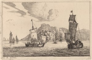 Scène de Port avec Arrière-plan Montagneux - Reinier Nooms, called Zeeman