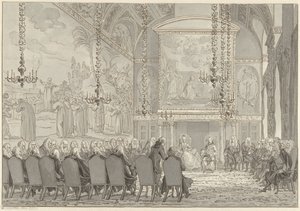 Réception du prince Guillaume V et Wilhelmine de Prusse dans la salle du conseil de l