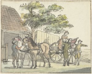 Chariot avec deux chevaux à l